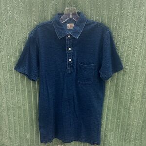 Faherty Brand Cotton Polo, Heathered Navy size Small
